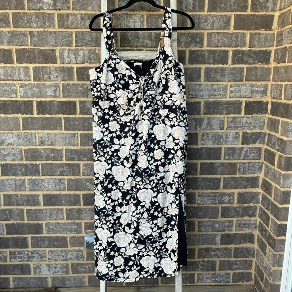 NWT Abercrombie & Fitch maxi sundress floral black smocked back XL